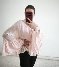 Blusa volantes rosa