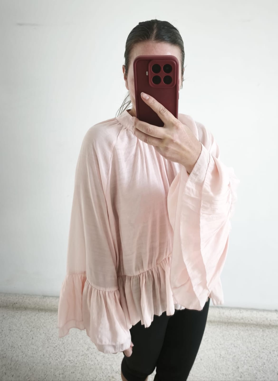 Blusa volantes rosa