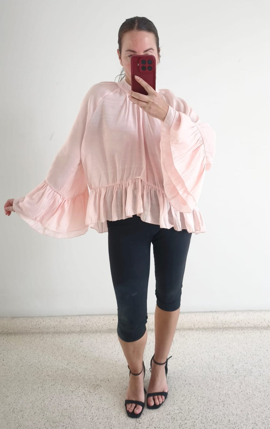 Blusa volantes rosa