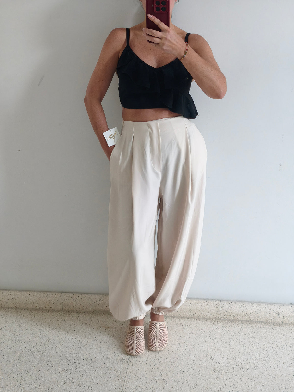 Pantalón bombacho beige