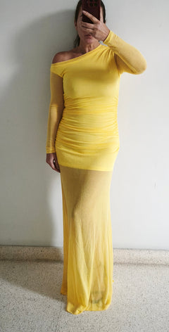 Vestido brillo Lumina amarillo