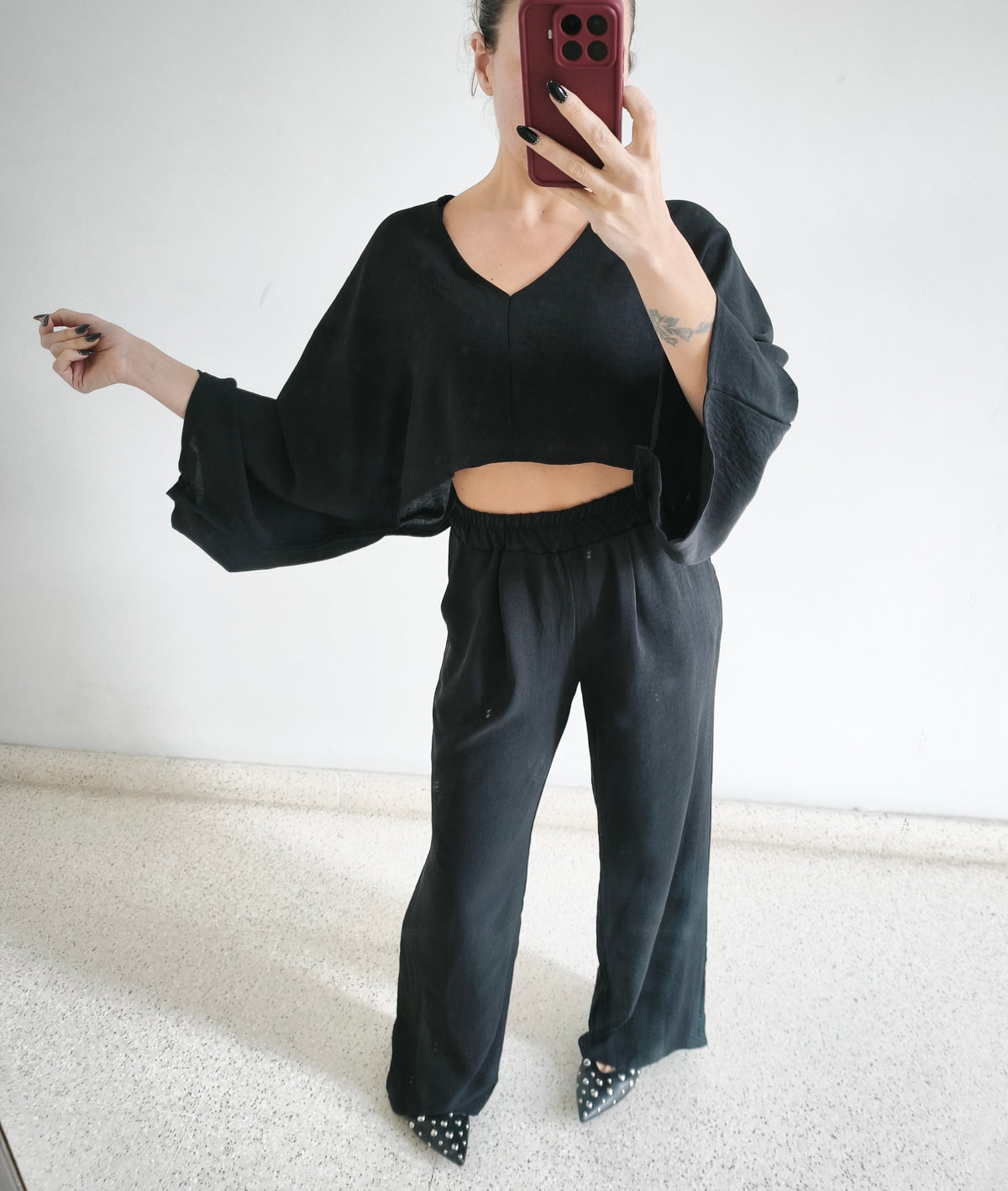 Conjunto pantalón fluido negro