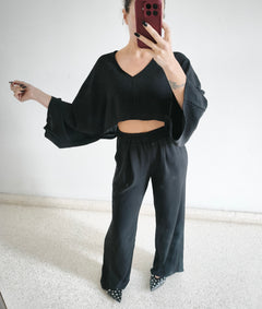 Conjunto pantalón fluido negro
