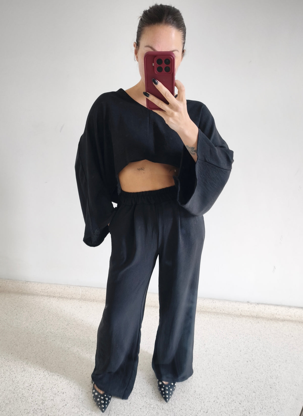 Conjunto pantalón fluido negro