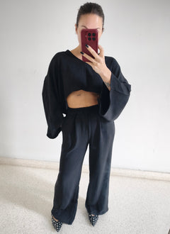 Conjunto pantalón fluido negro