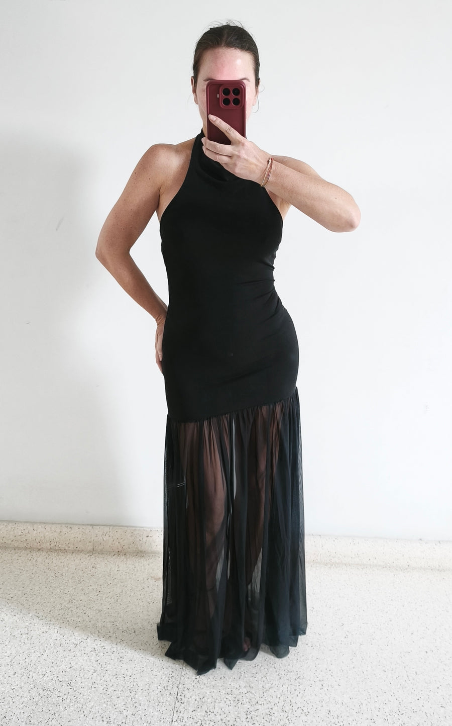 Vestido halter Lumina negro