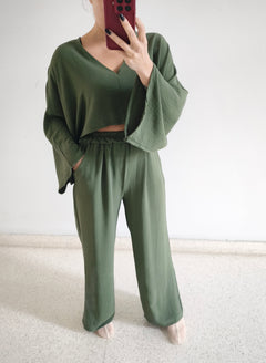Conjunto pantalón fluido verde