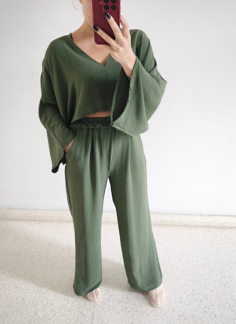 Conjunto pantalón fluido verde
