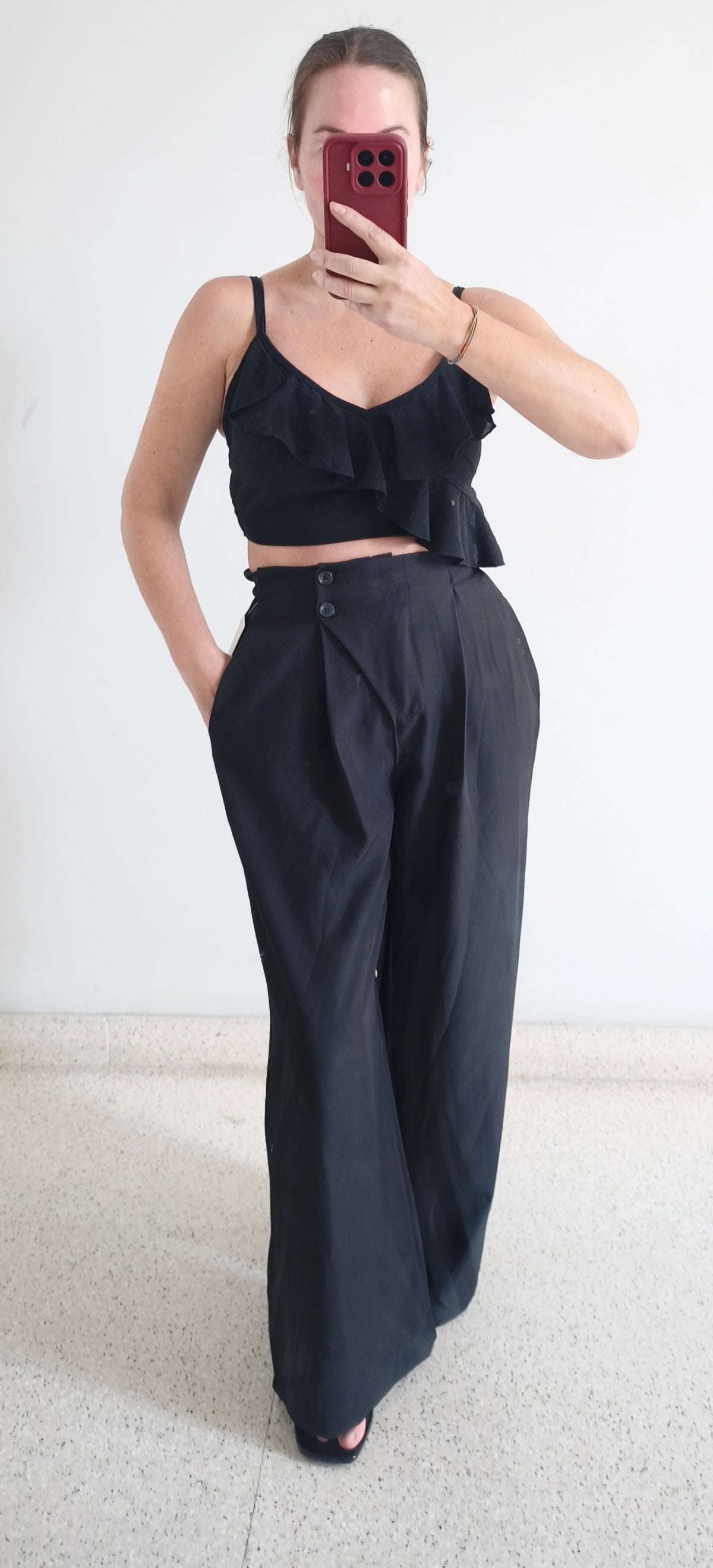 Pantalón pinzas negro