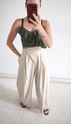 Pantalón pinzas beige