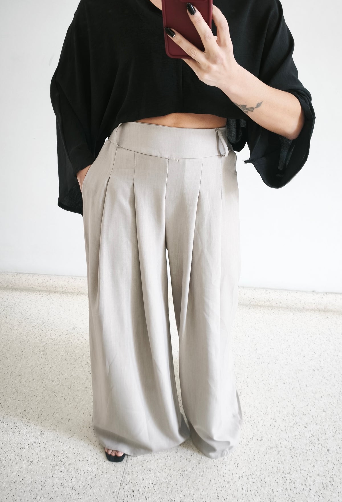Pantalón super Palazzo taupe