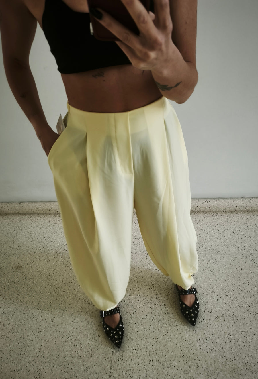 Pantalón bombacho amarillo