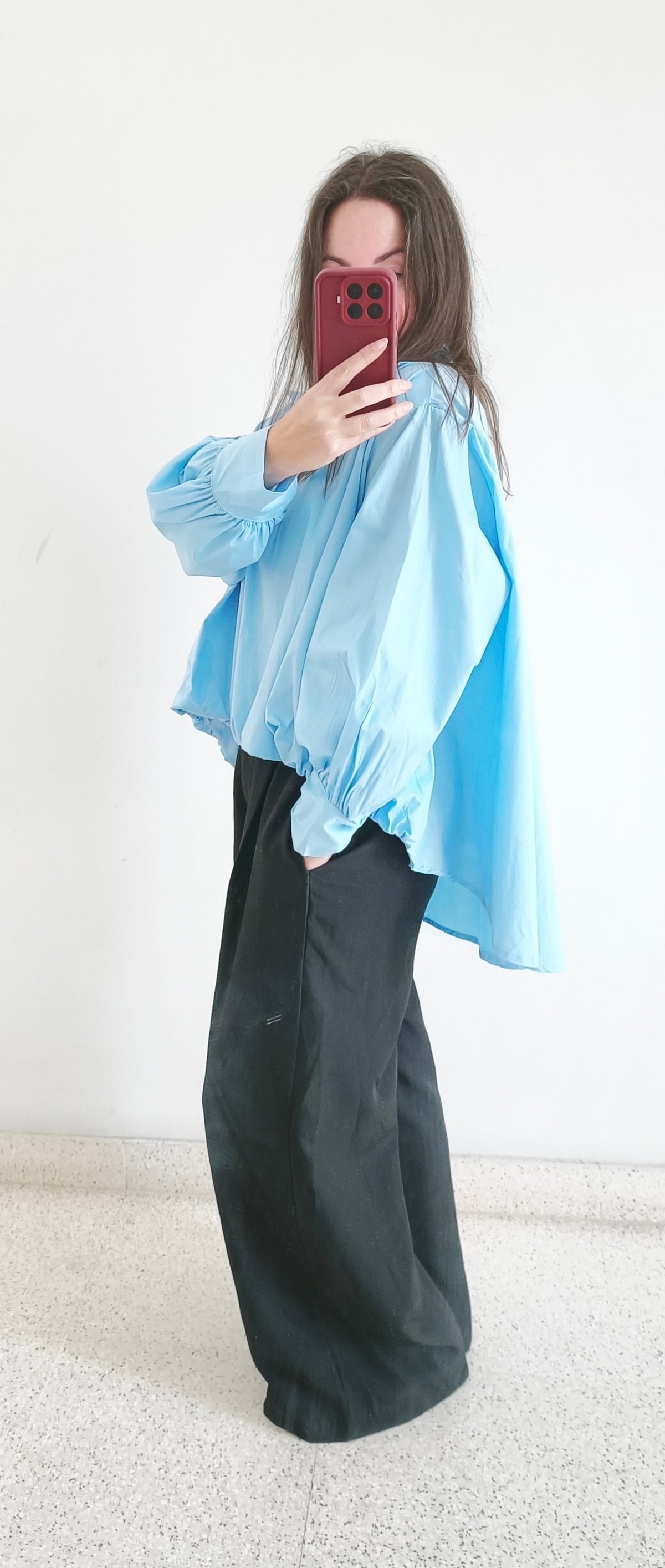 Camisa abullonada azul