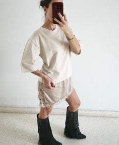 Camiseta vestido beige