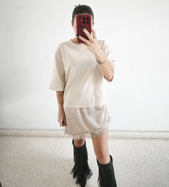 Camiseta vestido beige