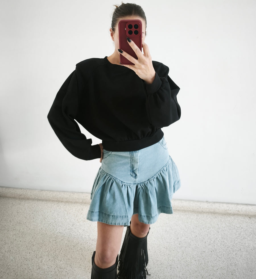 Sudadera hombrera. Negro
