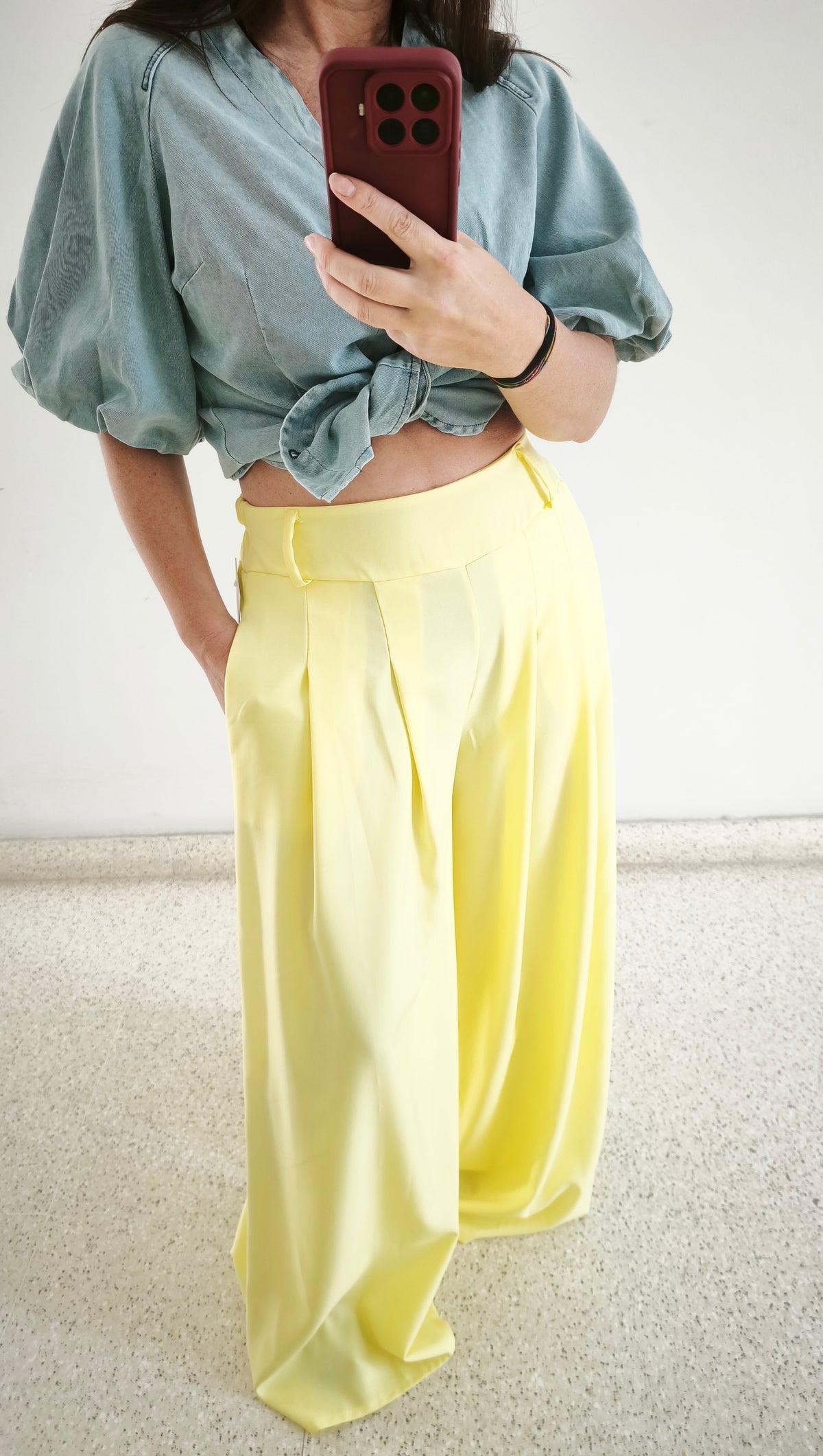 Pantalón super Palazzo amarillo pastel
