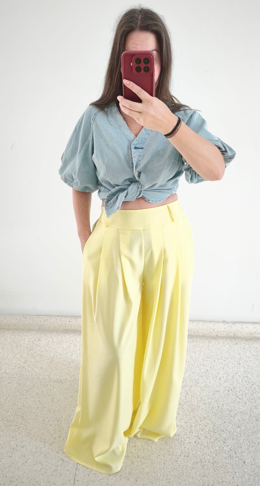 Pantalón super Palazzo amarillo pastel