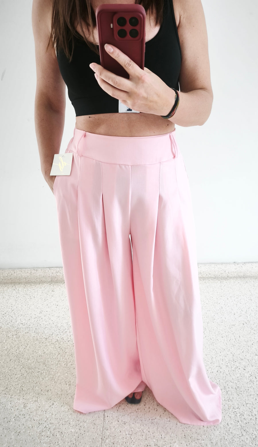 Pantalón super Palazzo rosa pastel