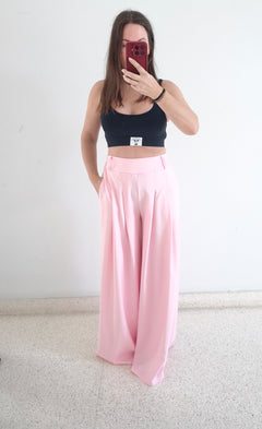 Pantalón super Palazzo rosa pastel