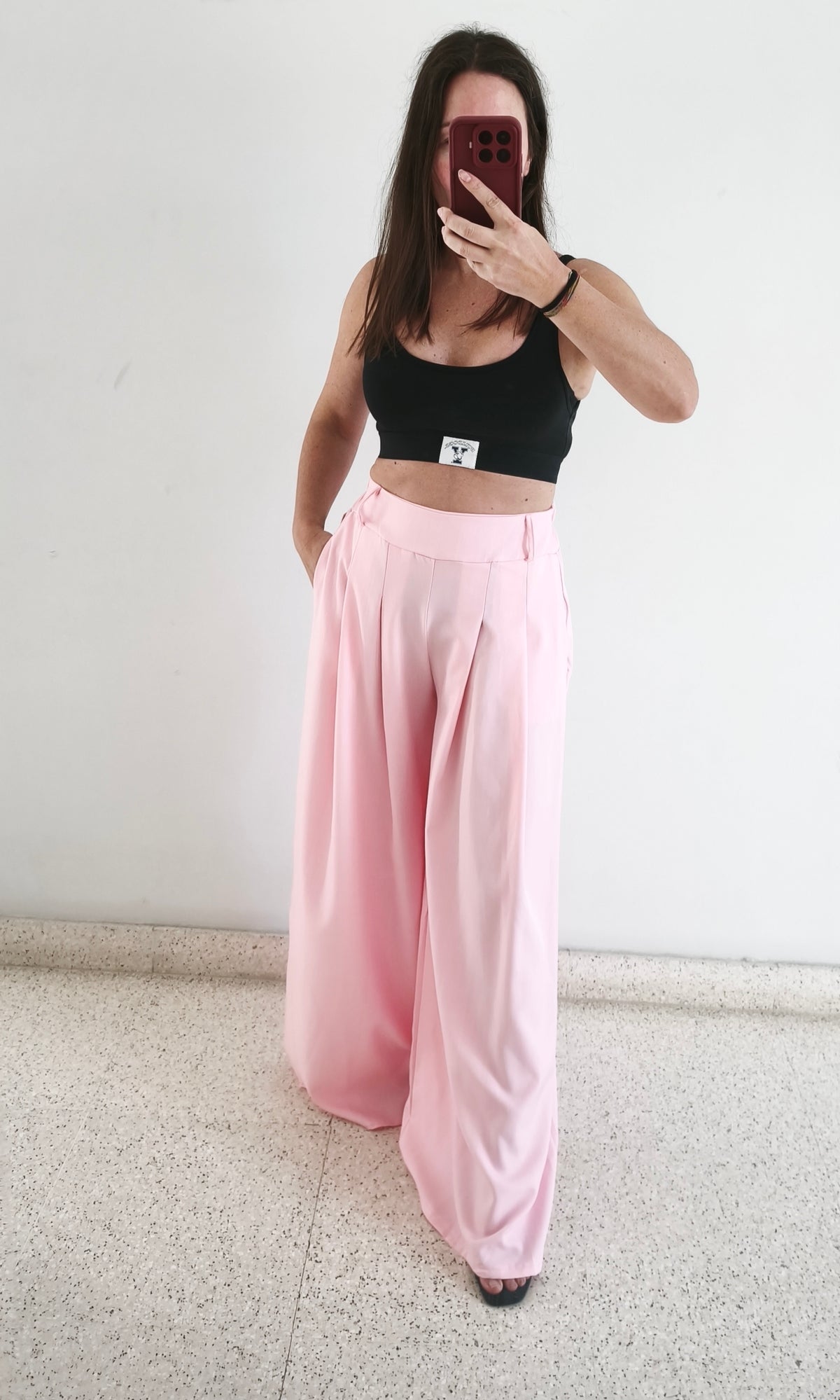 Pantalón super Palazzo rosa pastel