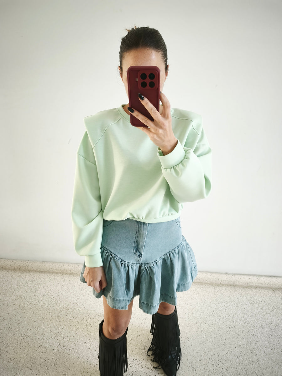 Sudadera hombrera aguamarina