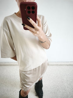 Camiseta vestido beige