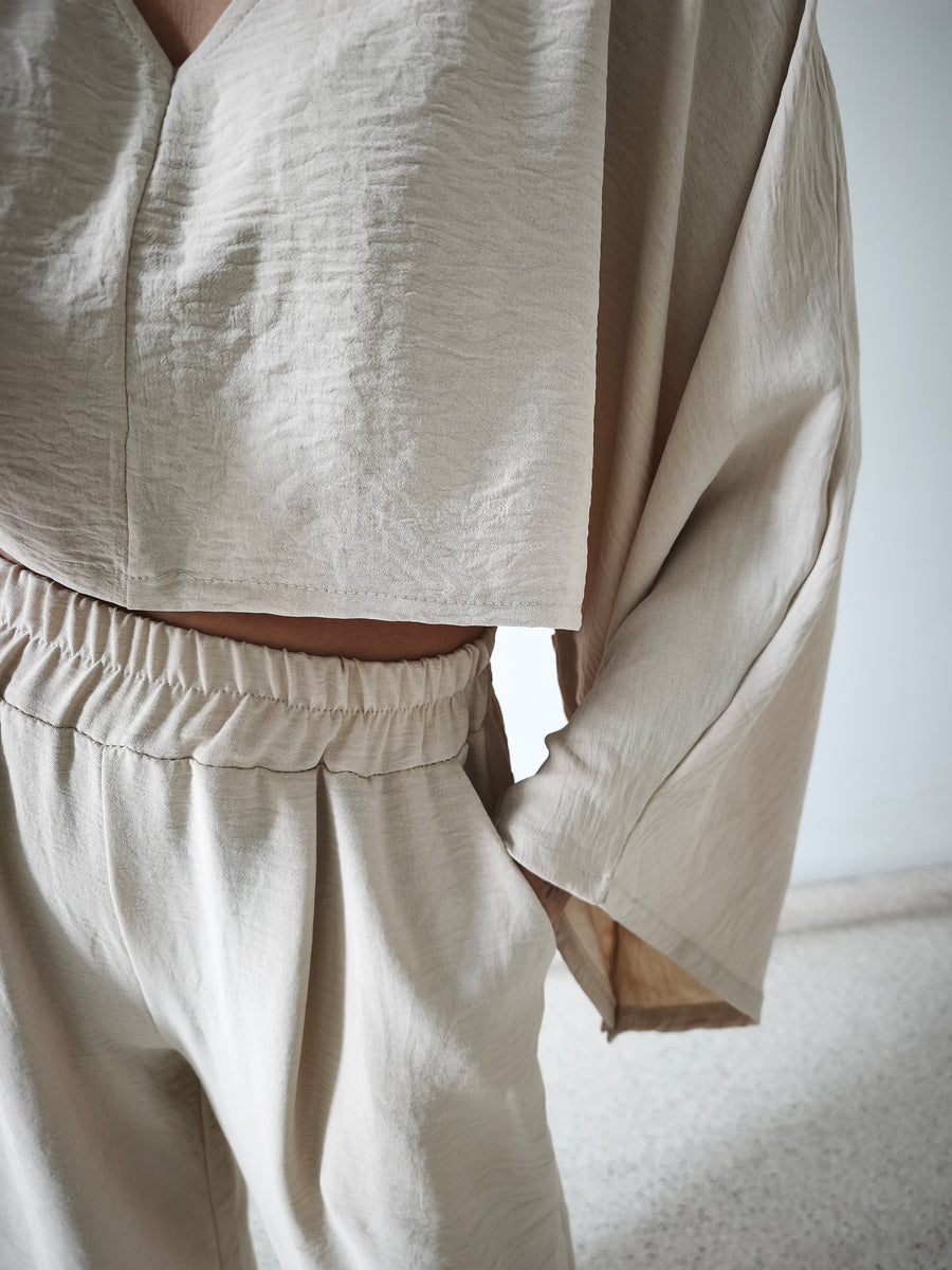 Conjunto pantalón fluido beige