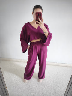 Conjunto pantalón fluido purpura