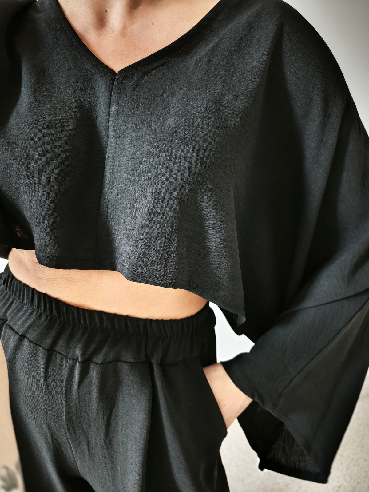 Conjunto pantalón fluido negro