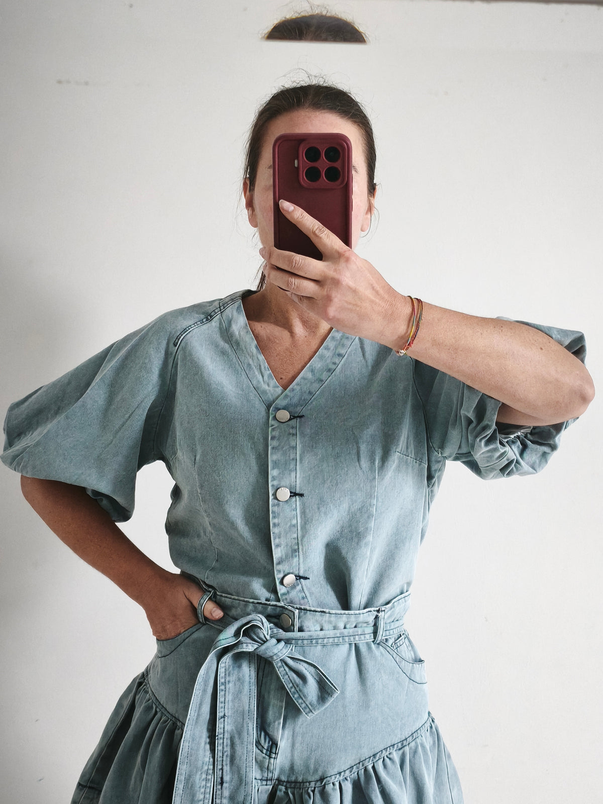 Camisa vaquera manga abullonada