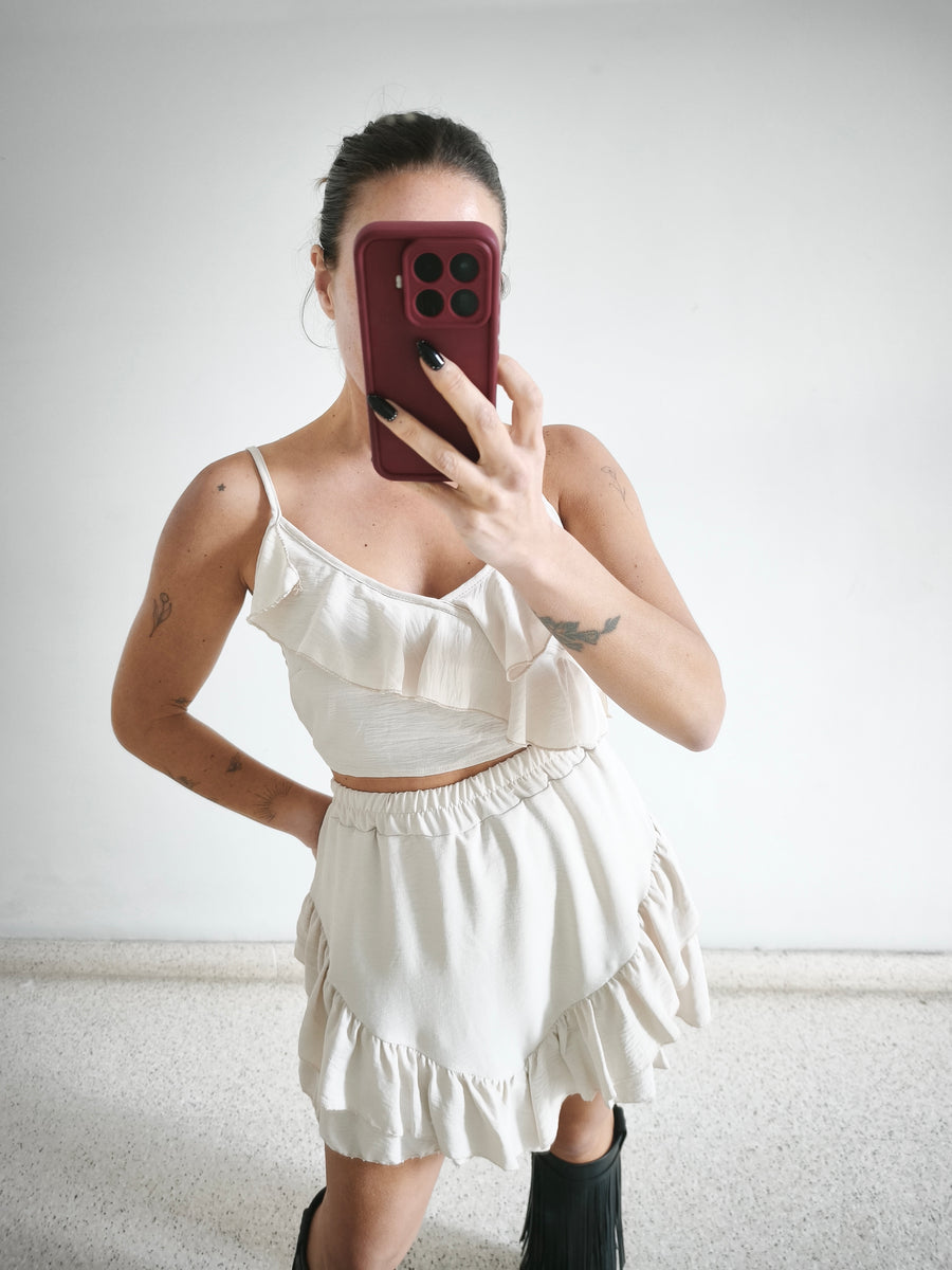 Conjunto volantes beige