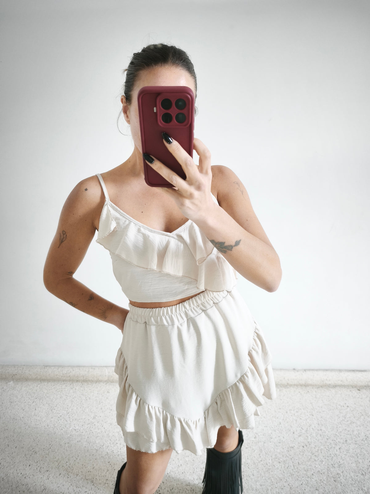 Conjunto volantes beige