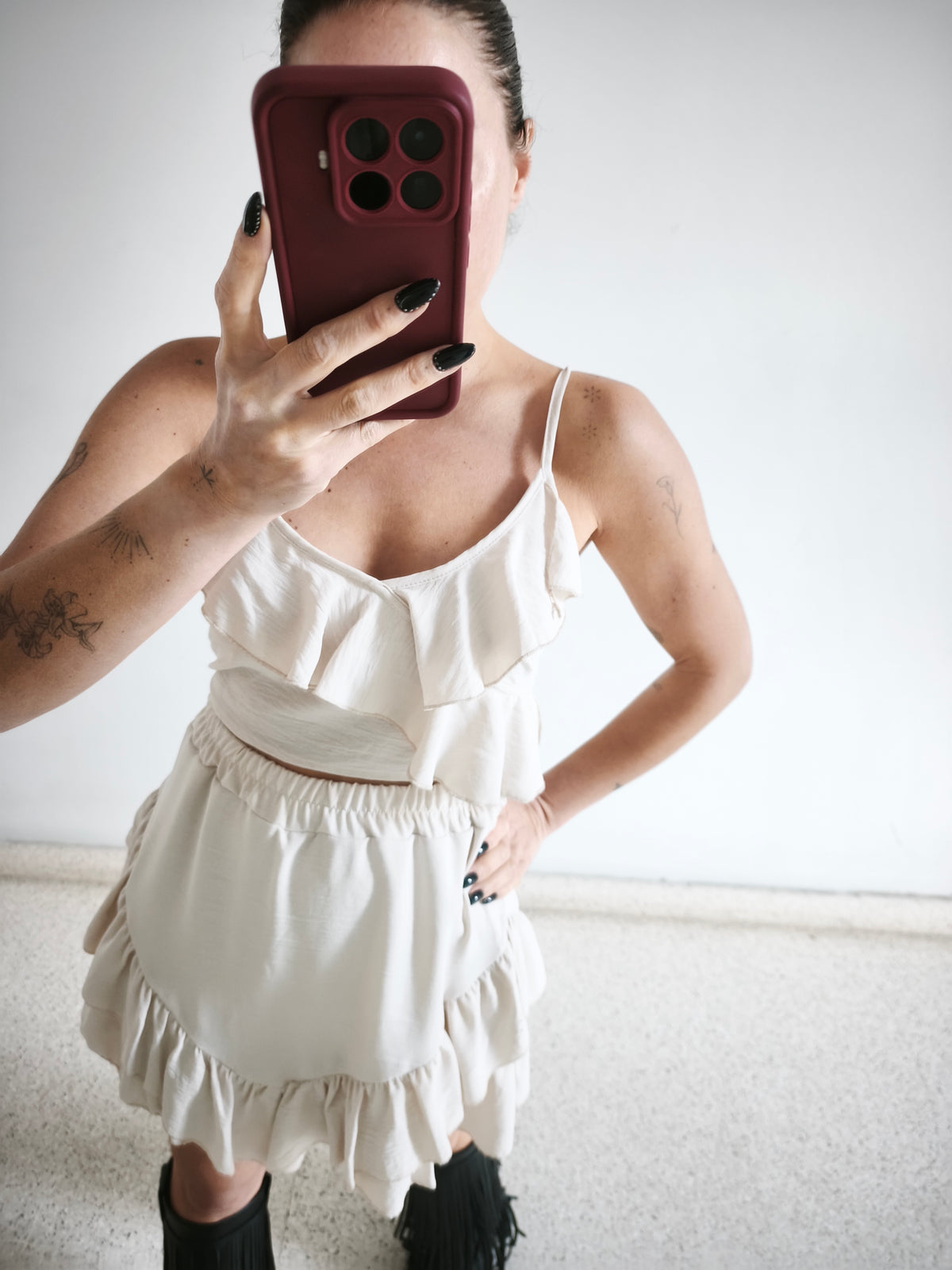 Conjunto volantes beige