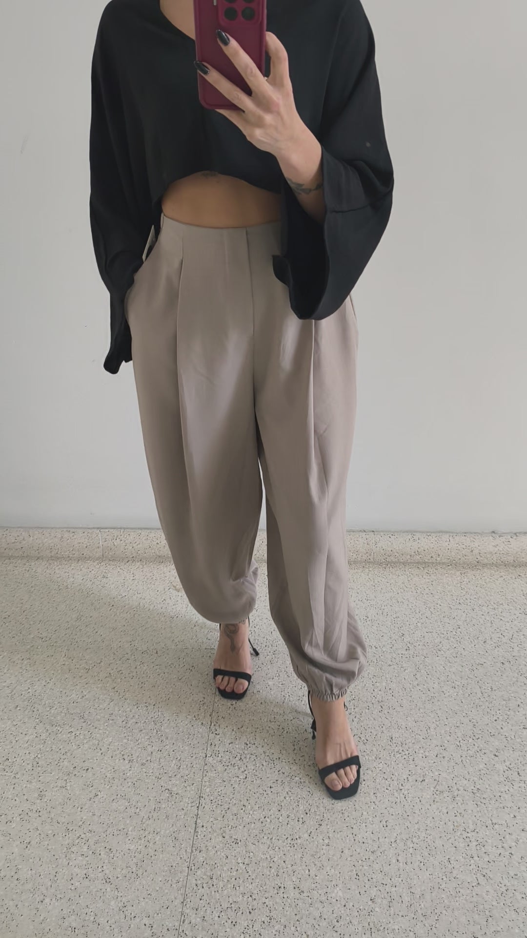 Pantalón bombacho taupe