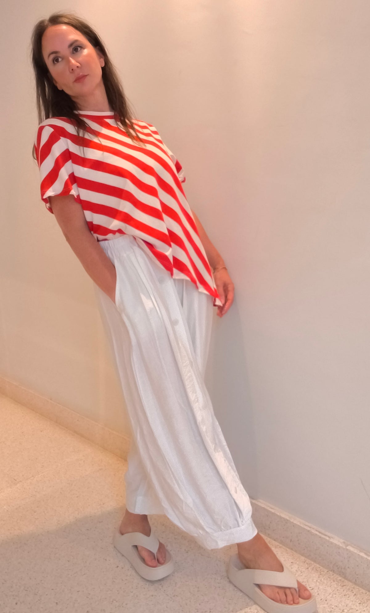 Pantalón bombacho blanco