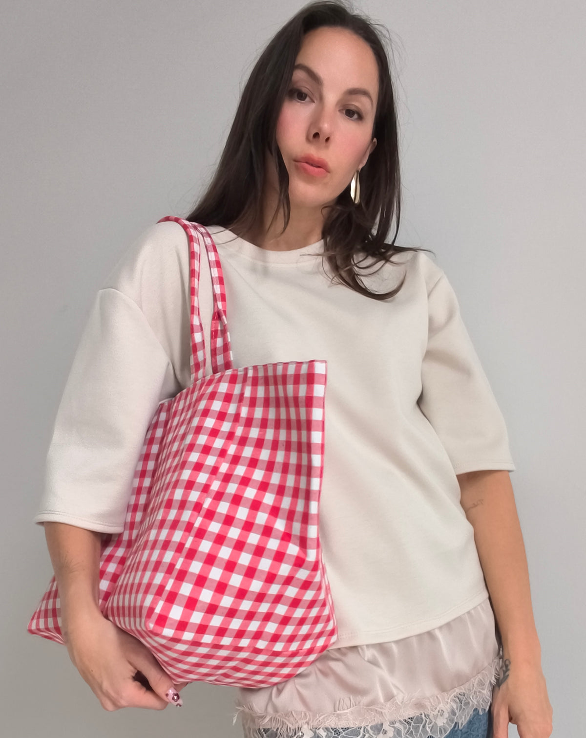Bolso cuadros rojo