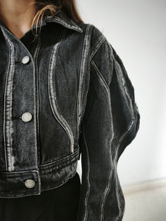 Chaqueta denim mangas ondas