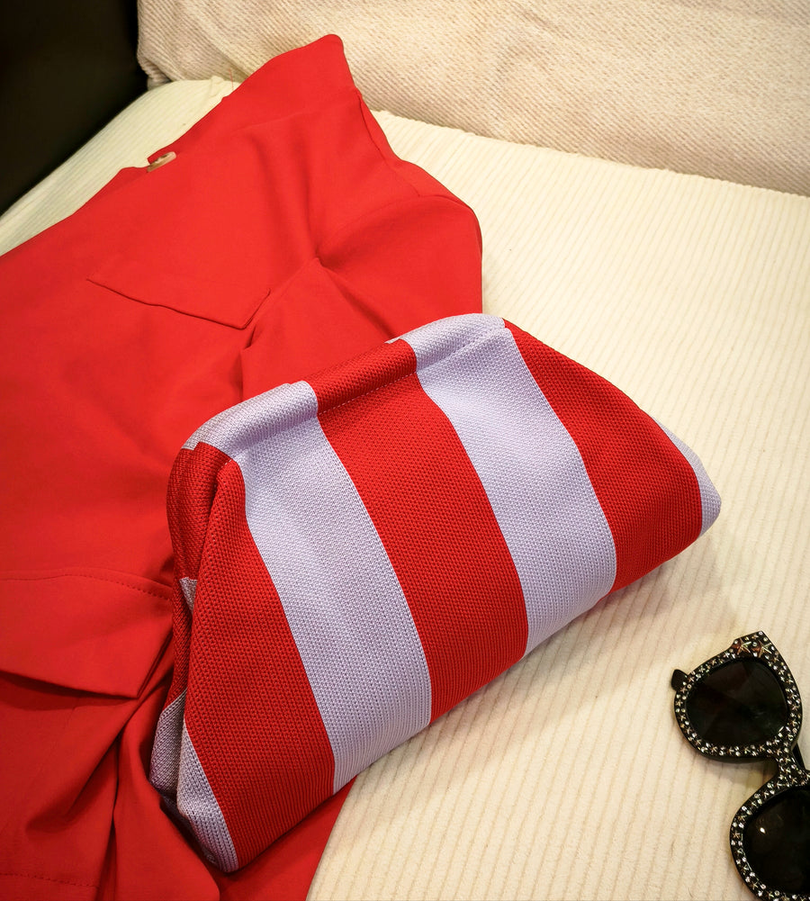 Bolso mano lilay rojo