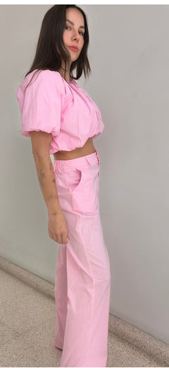 Conjunto rosa abullonado
