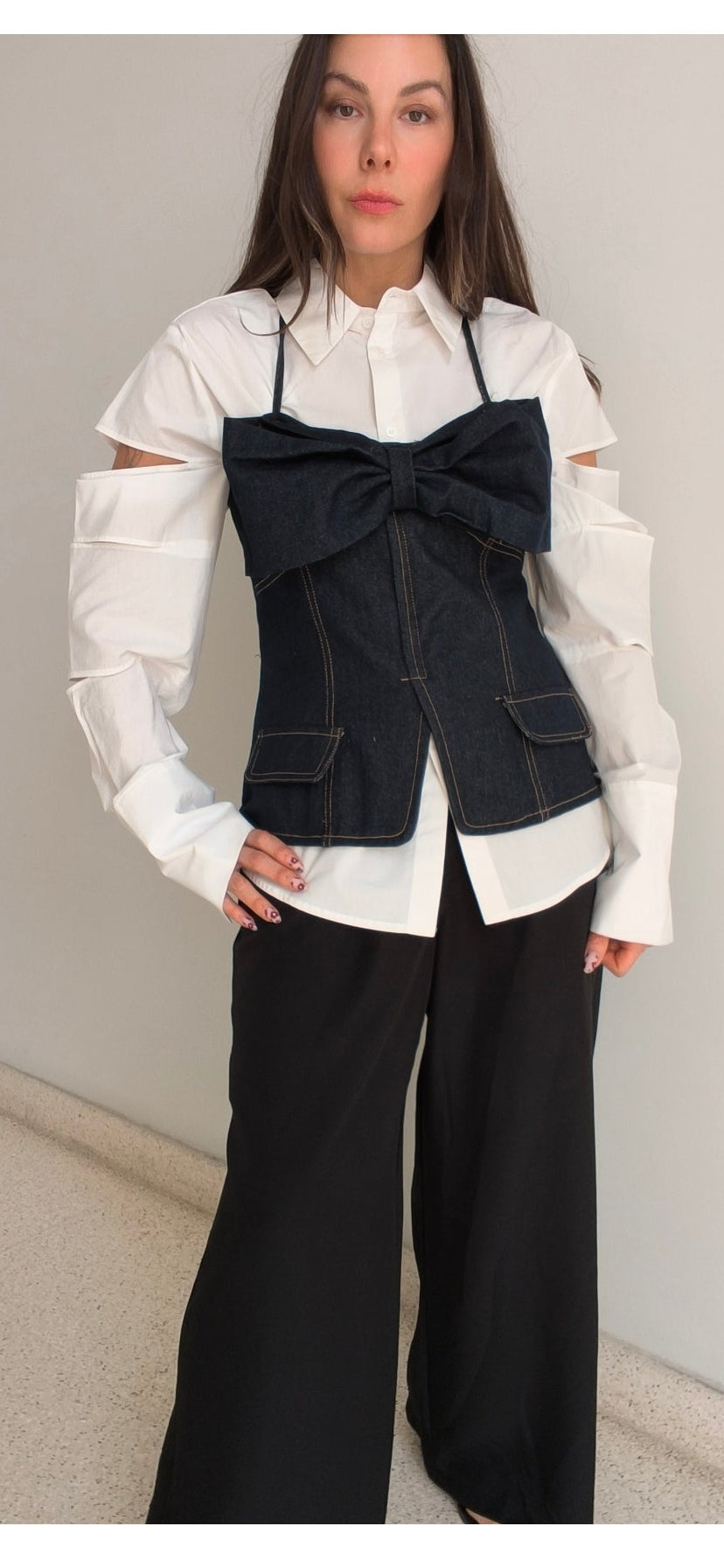 Top denim lazo