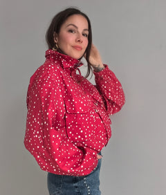 Chaqueta abullonada lunares rojo