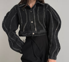 Chaqueta denim mangas ondas