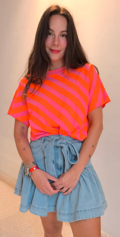 Camiseta rayas flúor