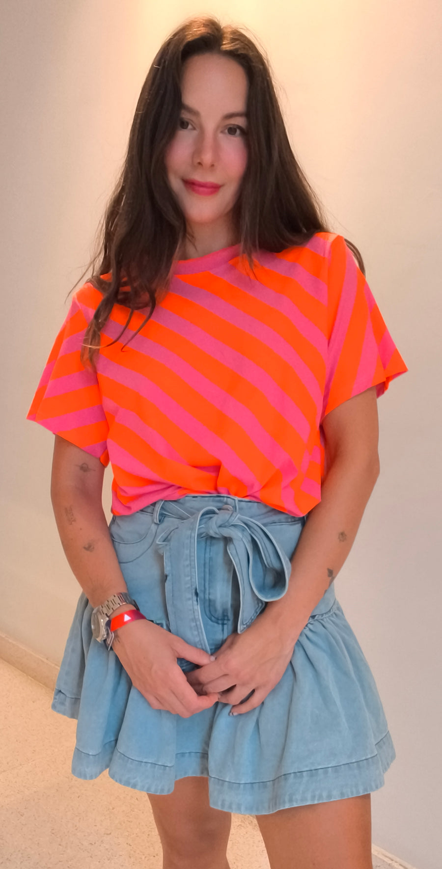 Camiseta rayas flúor