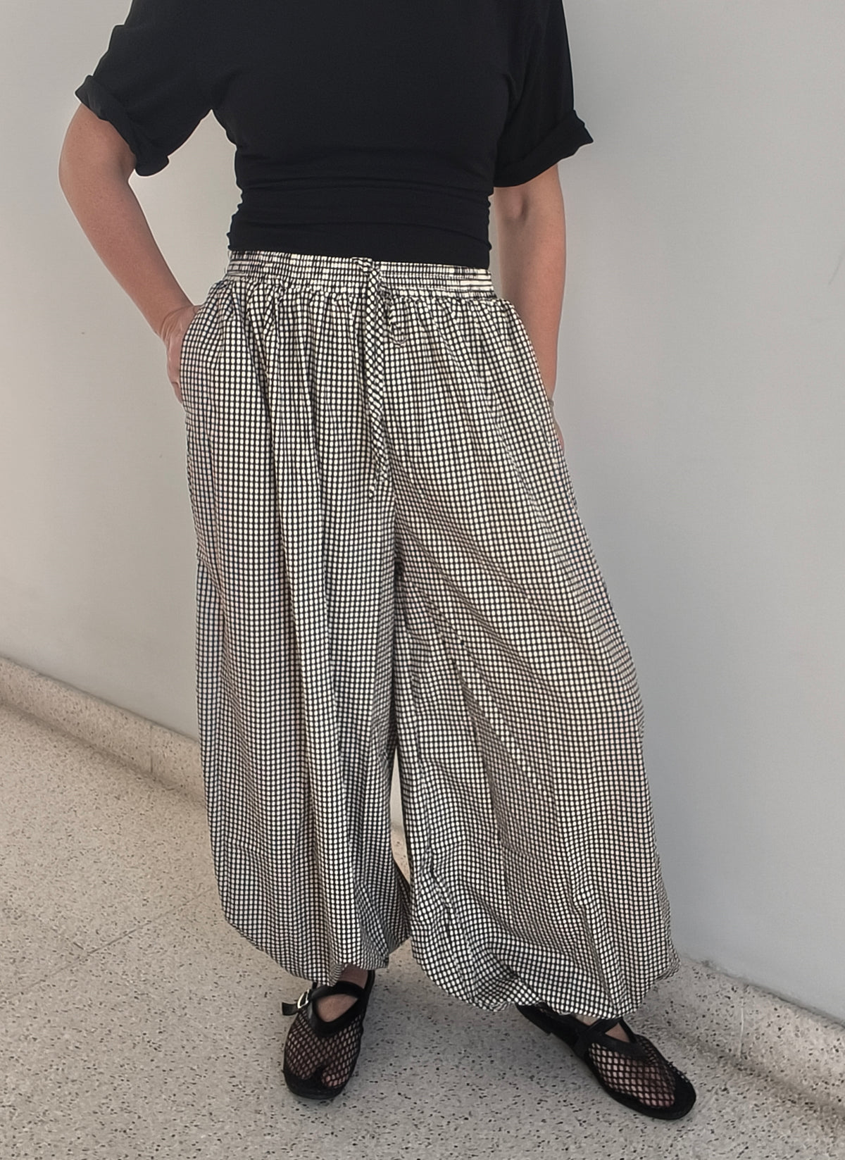 Pantalón bombacho cuadros