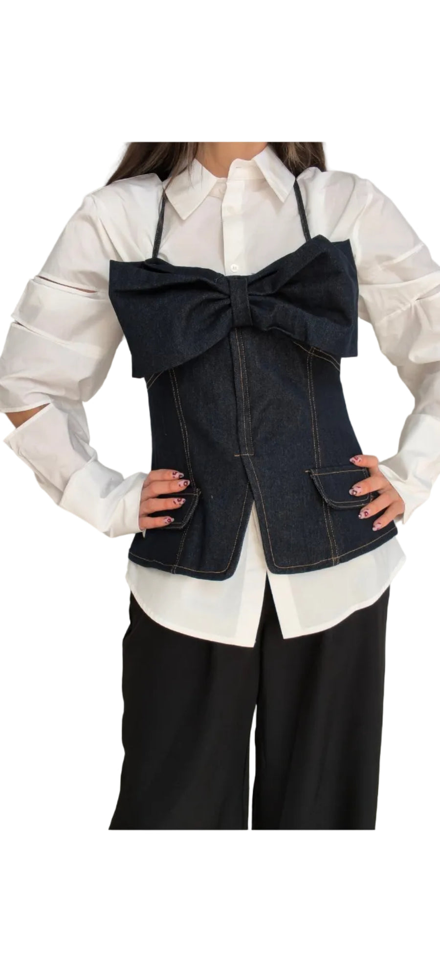 Top denim lazo