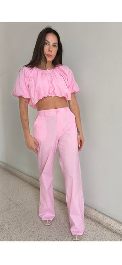 Conjunto rosa abullonado