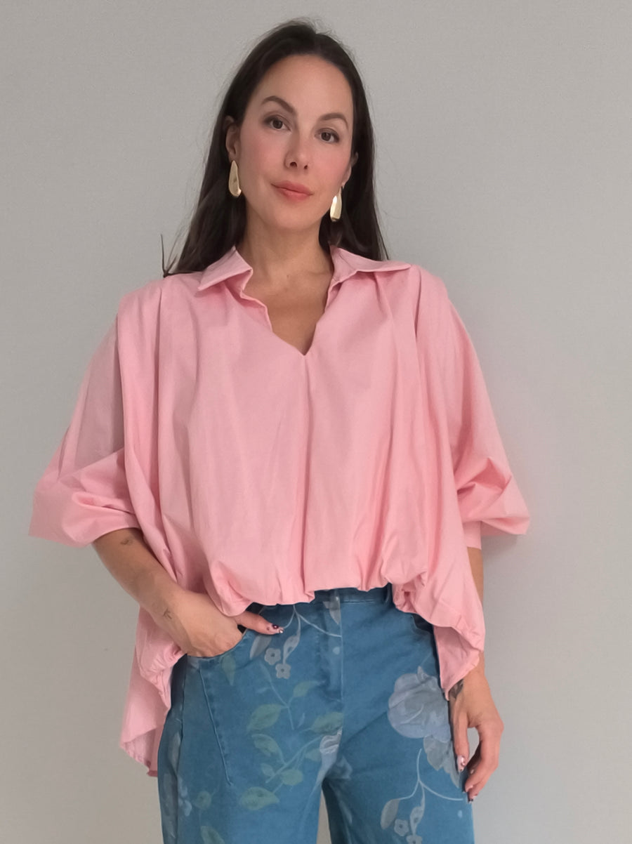 Camisa abullonada rosa