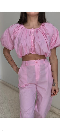 Conjunto rosa abullonado